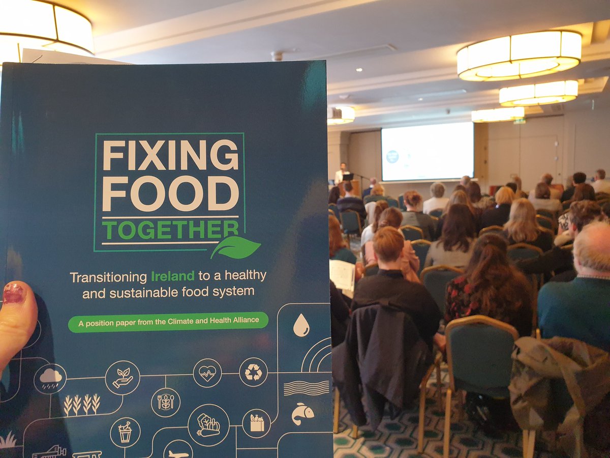 TCDHealthP's tweet photo. Congratulations to @Irishheart_ie on the publication of @ClimHealthIre #FixingFoodTogether report. Lead author Orna O'Brien highlighting problems with over consumption and under nutrition asks: Who controls our food system? https://t.co/1x5Y7MmvBj