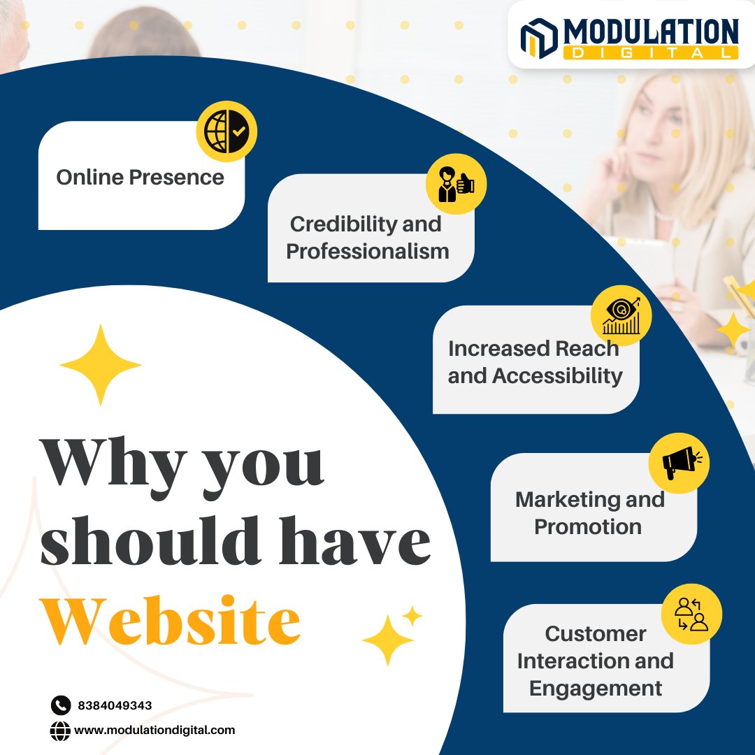 Modulationdigit's tweet image. Your website is the first impression customers have of your business online. Make sure it&apos;s a great one with Modulation Digital Pvt Ltd&apos;s professional web designing services! 🌎👨‍💻
Modulation Digital is the leading digital marketing, web design and web development agency