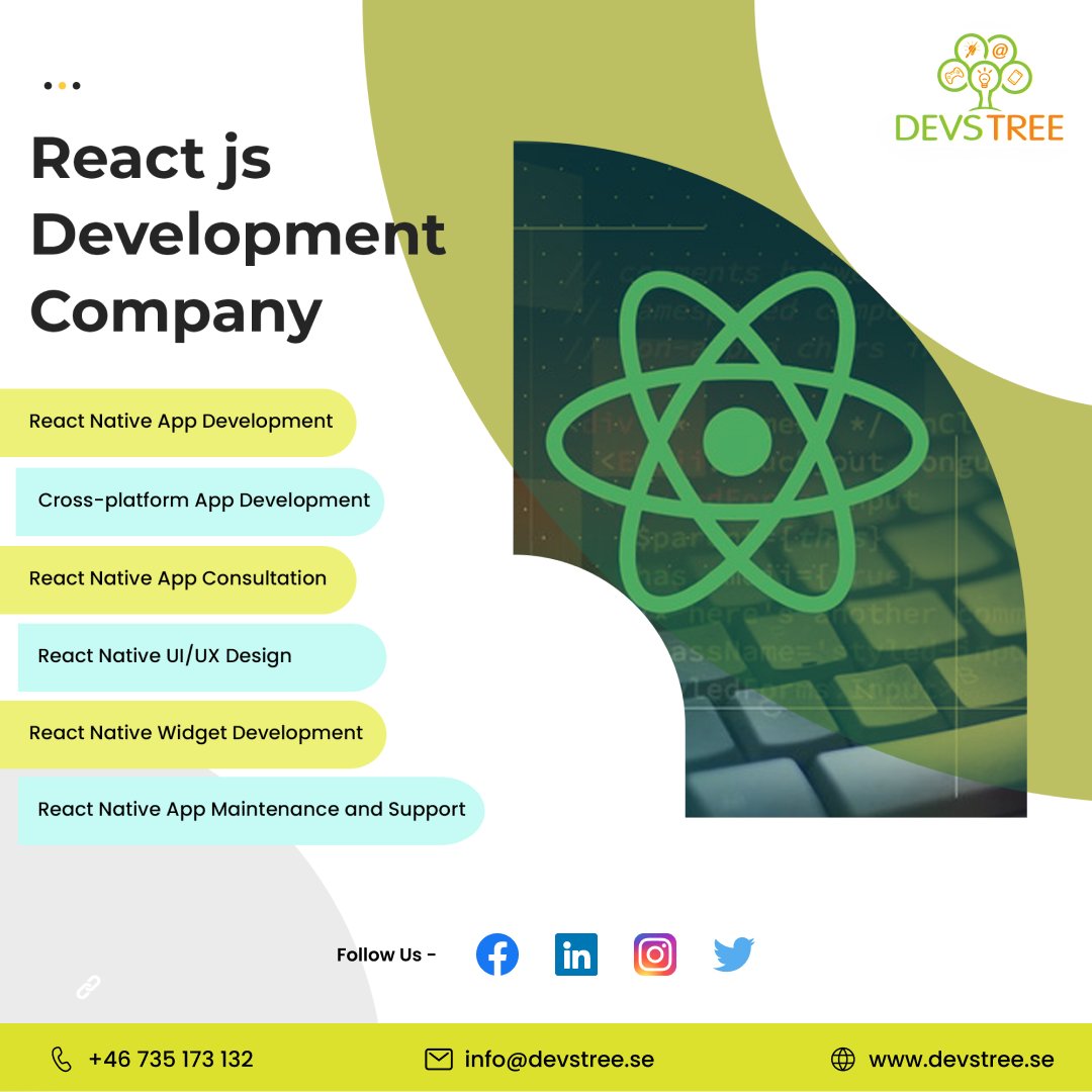 devstreesweden's tweet image. Transforming ideas into extraordinary digital experiences! Explore our React JS development services. Choose Devstree IT Services for innovation and excellence.
๐ :- shorturl.at/JMY48
๐ง :- info@devstree.se
โ๏ธ:- +46 73 517 31 32
#reactjsdevelopment #reactjsdeveloper
