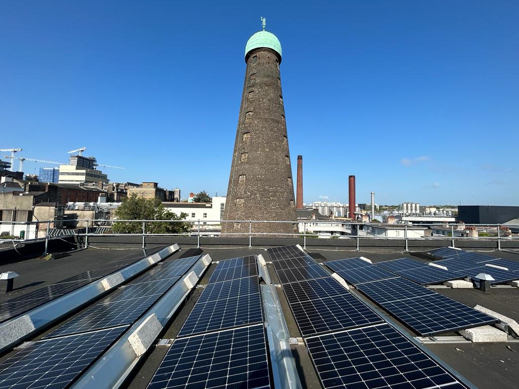 Our solar panels are gleaming on a bright sunny day at #TheDigitalHub.☀️In 2022 alone, they displaced an estimated two tonnes of carbon emissions! 🌍💚 #Sustainability #RenewableEnergy #SolarPower #climate #energy #renewables #ActOnClimate