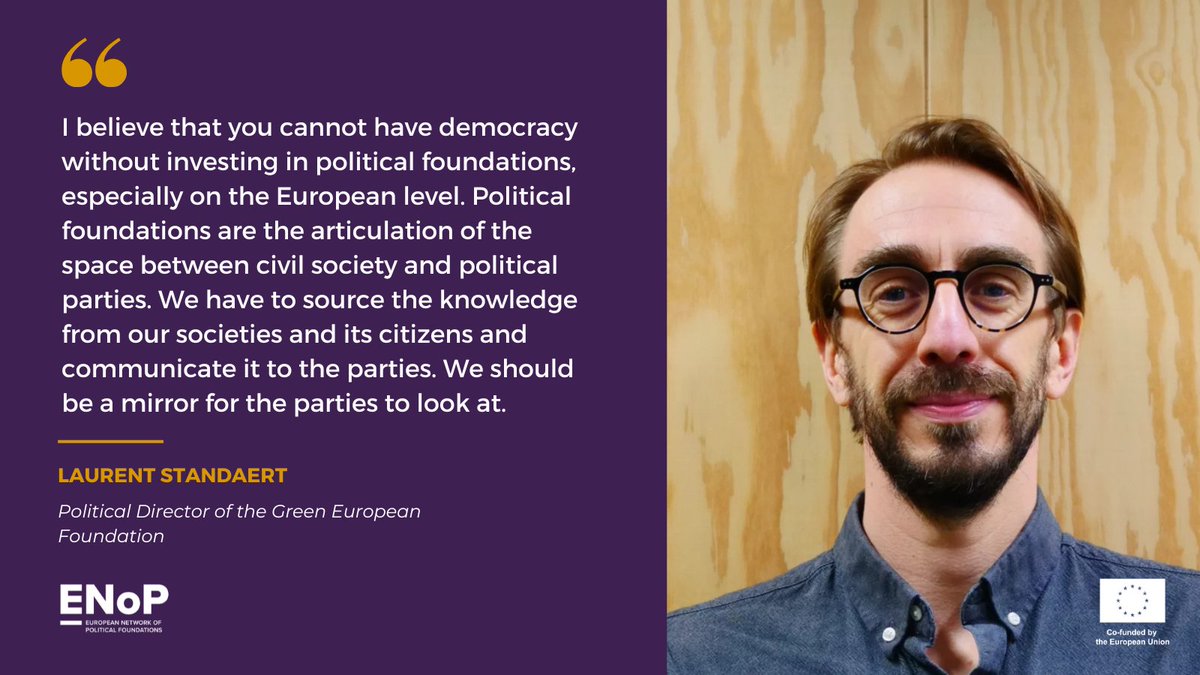 EU_ENoP's tweet photo. 🗣️ "You cannot have #democracy without investing in political foundations, especially on the European level. Political foundations are the articulation of the space between civil society and political parties."   

-@StandLo, Political Director of@GEF_Europe

#ENoPForum https://t.co/4TIwPx0SCi