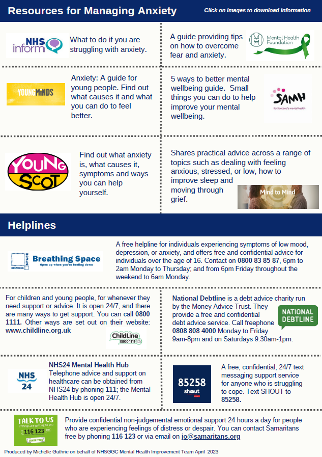 Mental Health Awareness Week (15-21 May) - 
This year's theme is 'anxiety'. 
To find out more about the week and how to get involved visit mentalhealth.org.uk/our-work/publi…
Here are some statistics from the Mental Health Foundation, along with useful resources, apps and helplines.