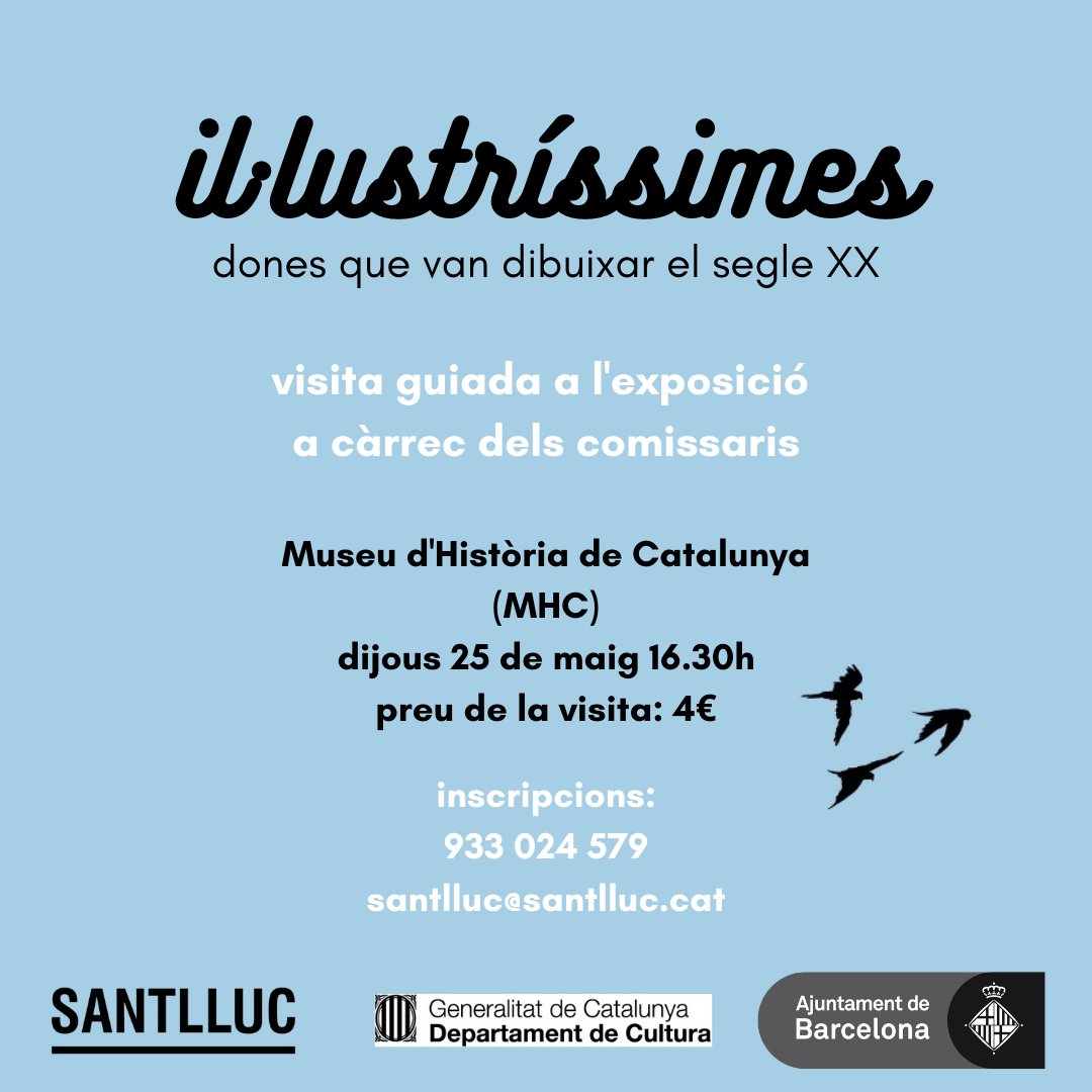 Sant Lluc (@santlluc) on Twitter photo El proper dijous 25 de maig a les 16h.30 us proposem una visita guiada a l’exposició Il·lustríssimes: dones que van dibuixar el segle XX, a càrrec dels comissaris Roser Pintó i Antoni Guiral al <a href="/mhistoriacat/">Museu d'Història</a>.
Us hi esperem! El proper dijous 25 de maig a les 16h.30 us proposem una visita guiada a l’exposició Il·lustríssimes: dones que van dibuixar el segle XX, a càrrec dels comissaris Roser Pintó i Antoni Guiral al <a href="/mhistoriacat/">Museu d'Història</a>.
Us hi esperem!