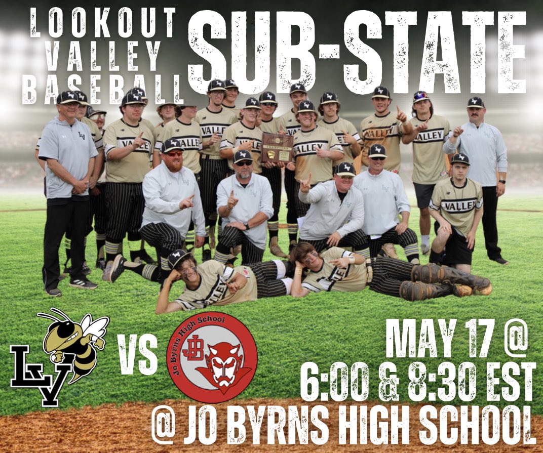 Next stop Sub-State!! Survive and advance!! Come with us and support your Valley Boys!! <a href="/LVHSBaseball/">LVHS Baseball</a> <a href="/LVHSJackets/">Lookout Valley MHS</a>