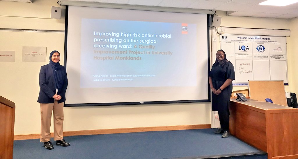 rae_mie's tweet photo. Excellent presentation by @UHMonklands pharmacists @Amna and Lydia Epemolu on introducing a high risk Abx dashboard that improved prescribing on surgical wards. @nhsl_lqa @NHSLanarkshire #LQAweek2023 https://t.co/dmPdiuzp4G