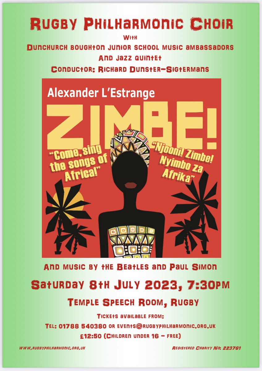 2023 is 15th anniversary of ZIMBE!, @ALEstrangeMusic’s choral fusion of traditional African songs and jazz. Lots of performances coming up including this one @rugbyphilchoir in July. More pieces in this series lestrangemusic.com/community-choi… #zimbe #africansong