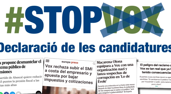 UCFRcat's tweet photo. Seguim recollint suports a la Declaració de les candidatures municipals contra el racisme i l’extrema dreta.
Proposa a les candidatures progressistes del teu municipi que s'hi sumin! 
Aviat publicarem la llista inicial.

#StopVOX, #StopIdentitaris

https://t.co/K5gZXBxWlj https://t.co/Y8YLuEMFfs