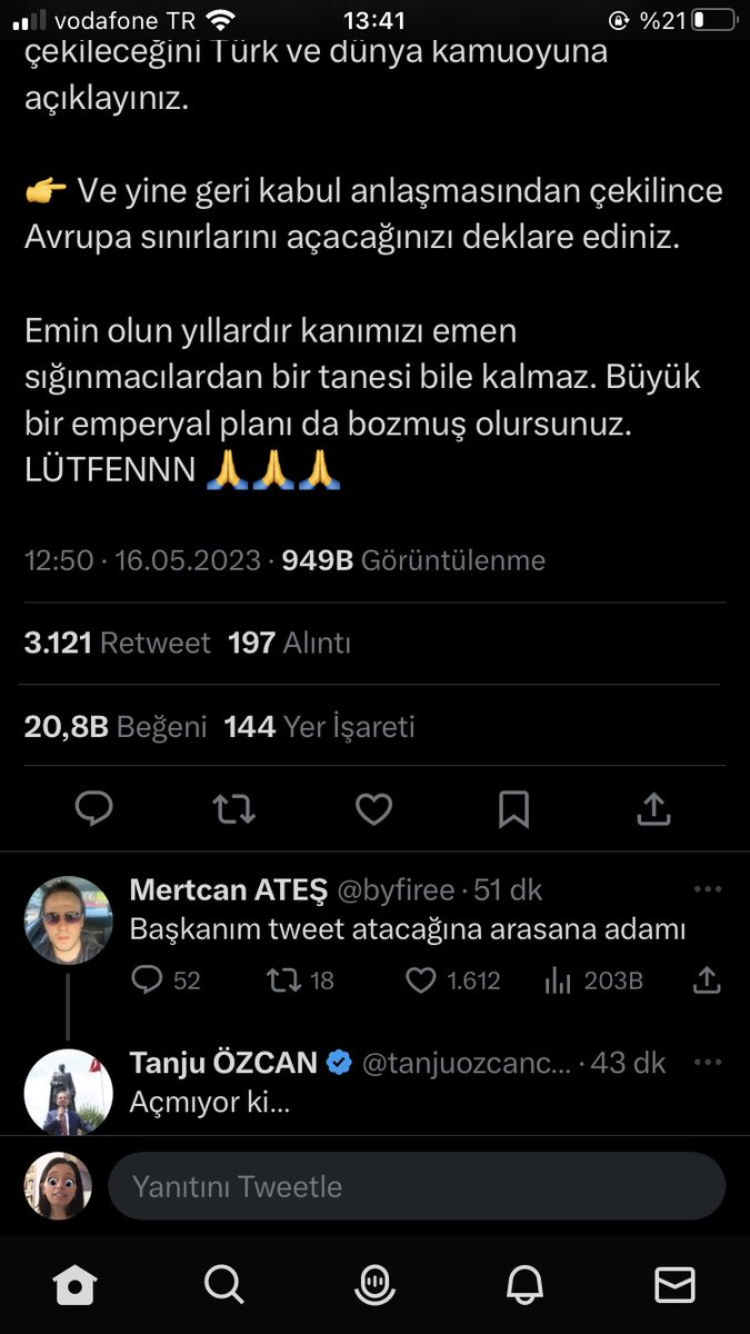 Dedecim <a href="/kilicdarogluk/">Kemal Kılıçdaroğlu</a> , telefonuna bakar mısın  <a href="/tanjuozcanchp/">Tanju ÖZCAN</a>