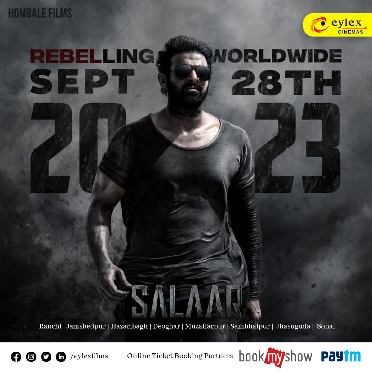 eylexfilms's tweet image. "Mark your calendars! 📷 #Salaar, the highly anticipated action-packed thriller, is all set to hit theaters on September 28th, 2023. Get ready to witness Prabhas in his most intense and powerful avatar yet! 📷📷 

#SalaarTheFilm #BlockbusterAlert"