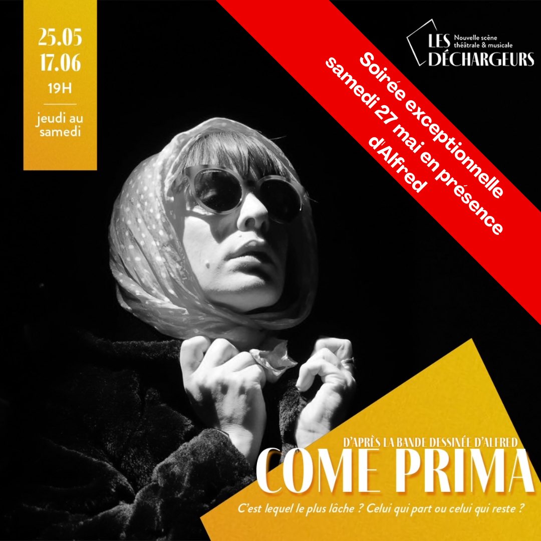 Aujourd’hui sort le film #JeanneDuBarry de #Maiwenn , #beyonceiscoming et la semaine prochaine commence les représentations de #ComePrima 

Tapez 3 ou réservez directement sur le site du théâtre : lesdechargeurs.fr/spectacles/com…