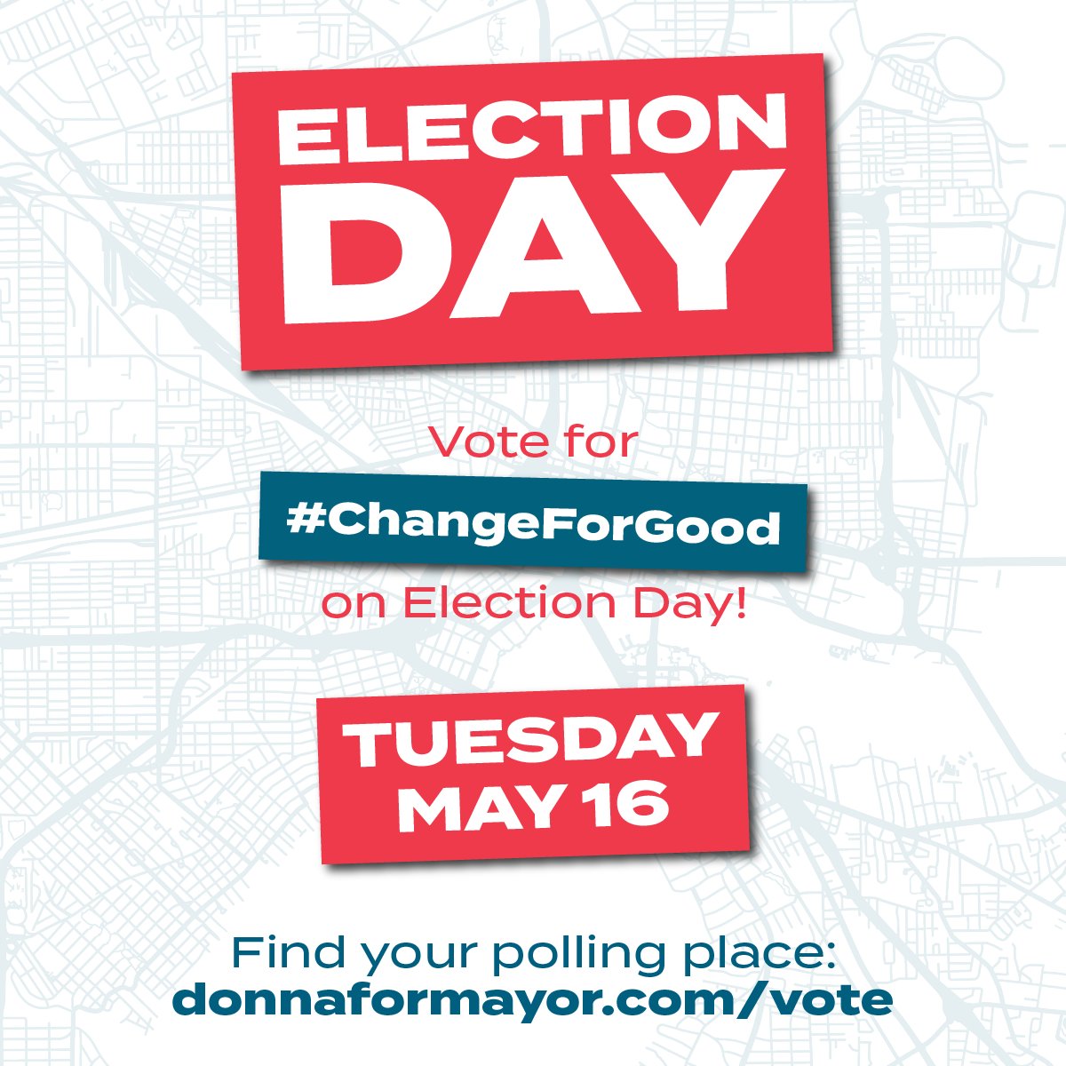 DonnaDeegan's tweet photo. It’s Election Day! The time has arrived to make our voices heard for a unified Jacksonville and #changeforgood. Polls are open from 7AM-7PM. Find your polling place at https://t.co/xKmLXuTgpV and go vote, vote, VOTE! https://t.co/wXEQTEaWQg