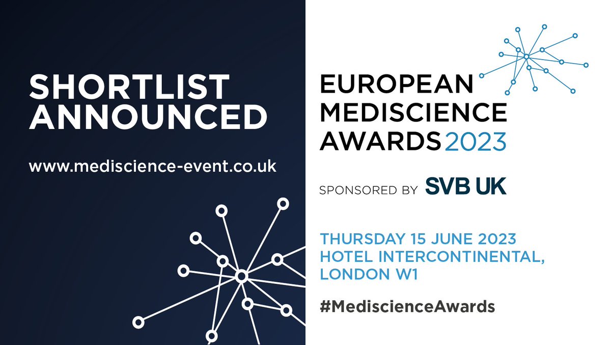 Congratulations to our finalists shortlisted for this year's Capital Market Transaction of the Year Award, sponsored by @MEDiSTRAVA_Cons - they are @Abivax_ @benevolent_ai @BioInvent @GSK @Novozymes @valnevaSE . Winner revealed on 15 June! #shortlist #MediscienceAwards @SVB_UK