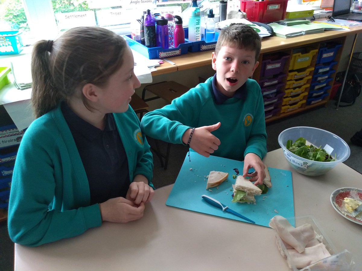 EagleyY6's tweet photo. Making sandwiches for the visitors from @ageuk who are coming to spend time with Year 3 this afternoon #allinvolved #makingushungry #itshardtocutcheese https://t.co/oCDWfhkEOP