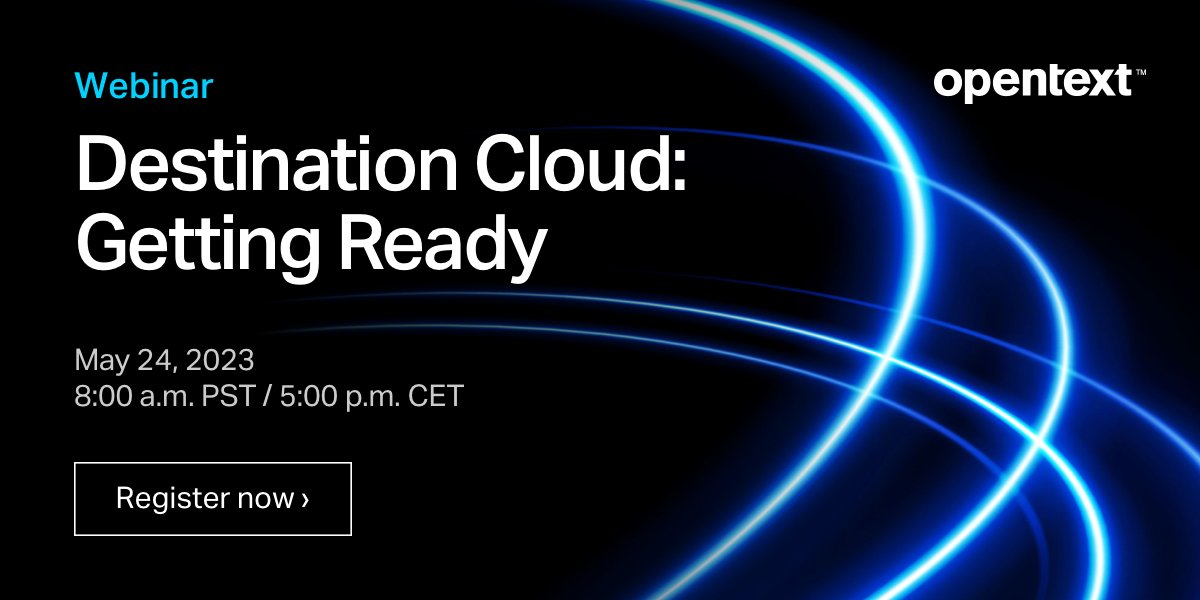 Join this @OpenTextAppMod webinar on May 24 for a technical overview that will prepare you for your own journey to #cloud, including a checklist for engineering readiness &amp; the steps to cloud and the path to engineering agility.  #MyCompany bit.ly/3BwM4Wk