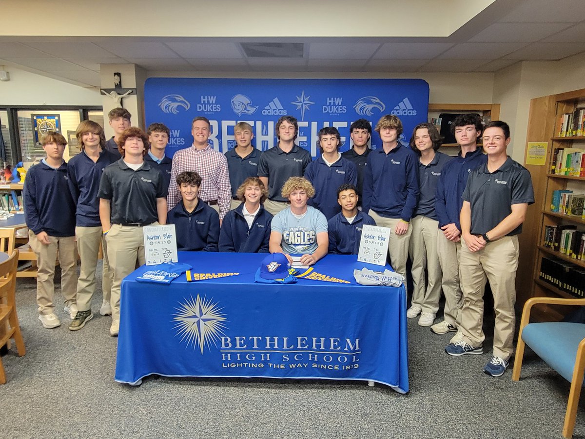 BethlehemAthle1's tweet photo. ***SIGNING DAY!!!***
What a day yesterday for Ashton Blair! Following his signing ceremony to play baseball for Spalding University, he went to the mound in the 19th district opener last night and pitched a 2-hit shutout. Congratulations to Ashton on his big day. https://t.co/dSYHrQ9xnc