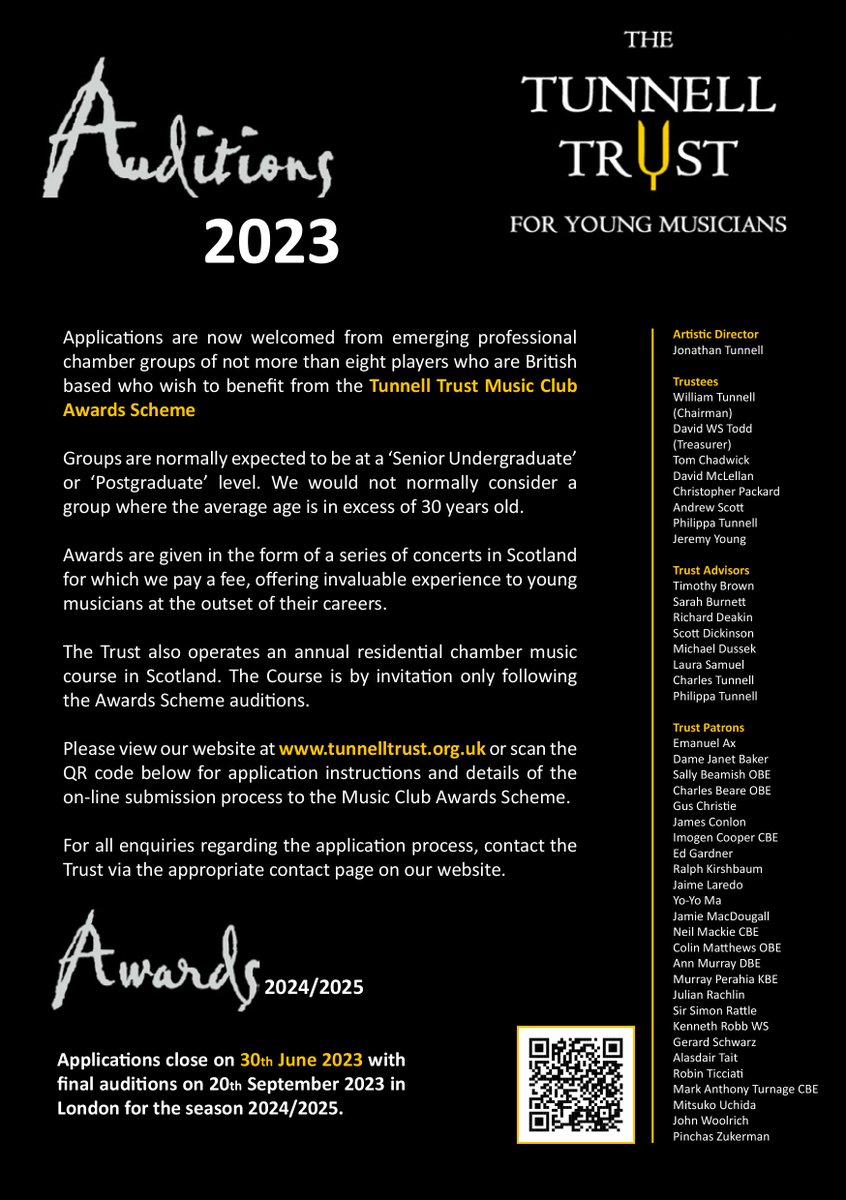 The Tunnell Trust's Music Club Concerts Awards Scheme is now OPEN FOR APPLICATIONS! Deadline is 30th June 2023 tunnelltrust.org.uk/awardsscheme/a…