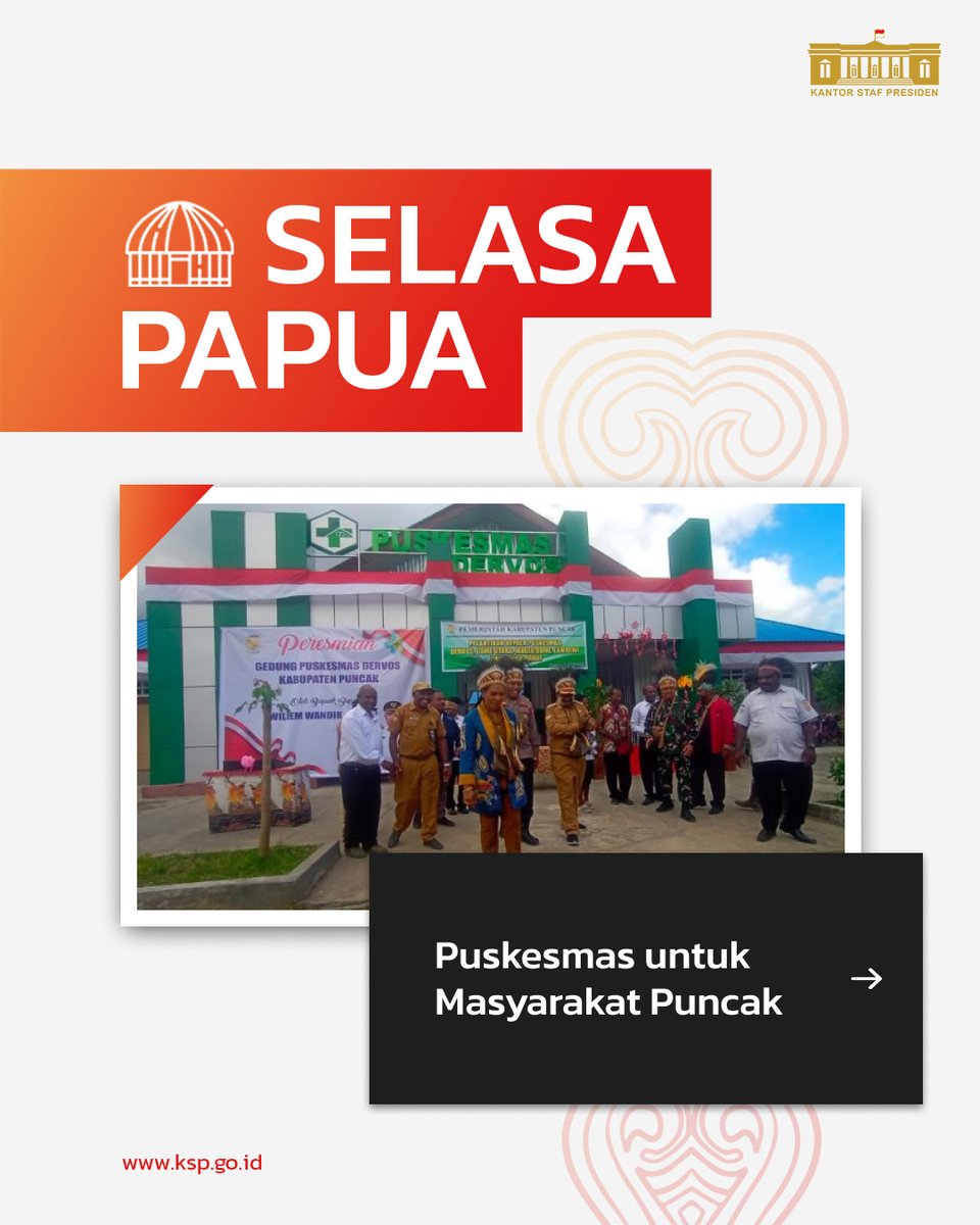 Kabar baik nih #TuandanPuan!

Masyarakat Kabupaten Puncak, Provinsi Papua Tengah kini dapat mengakses fasilitas kesehatan di lima puskesmas yang baru saja diresmikan. 

#SelasaPapua #KSP