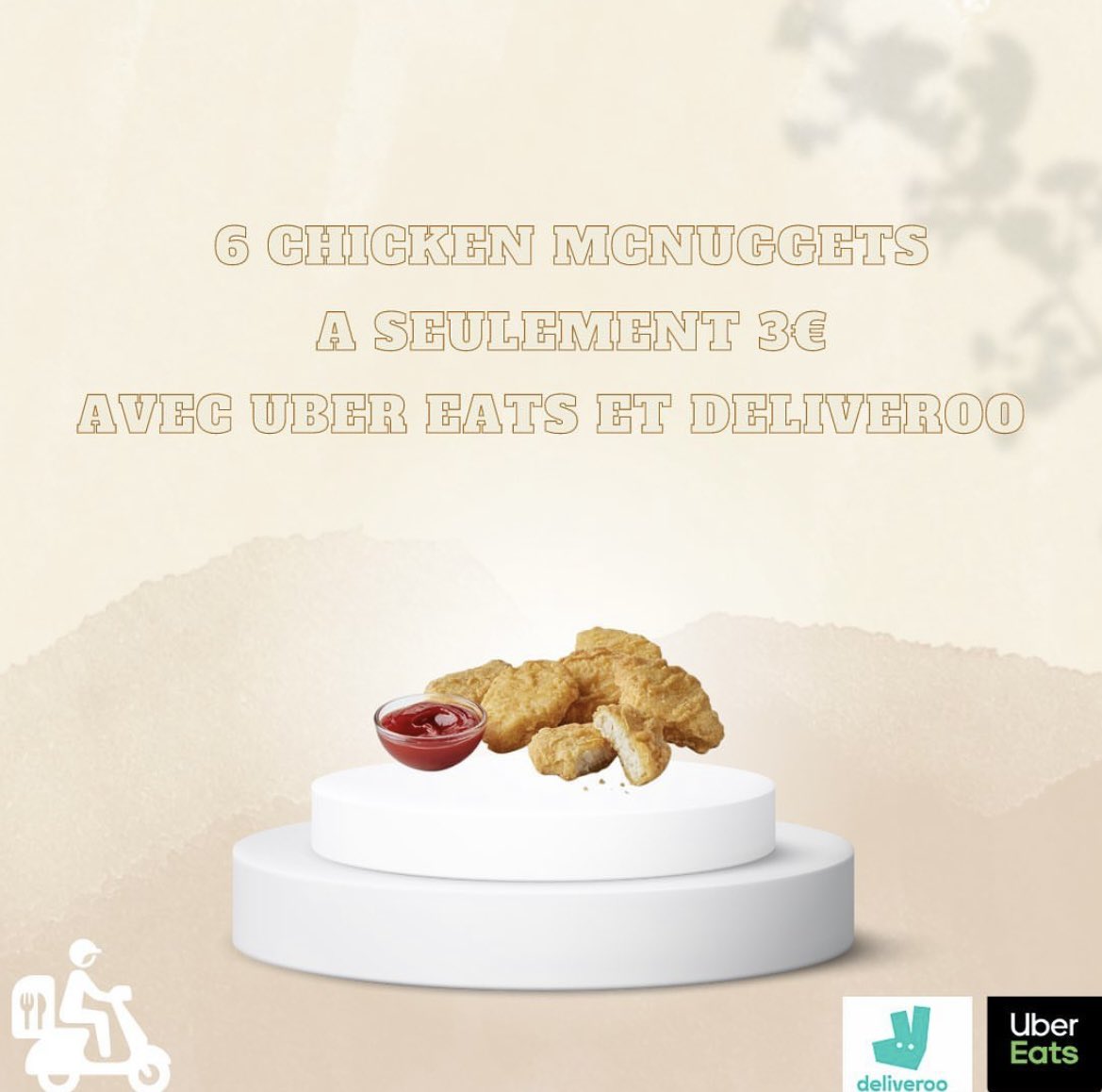 L’info du jour ⤵️

A partir d’aujourd’hui et jusqu’au 21/05 compris, profitez de la boite de 6 Chicken McNuggets pour seulement 3 € avec @deliveroo_fr et <a href="/ubereats_fr/">Uber Eats France</a> 🤩

#boitede6 #offre #deliveroo #ubereats #livraison #nimes #mcdonimes #villeactive #capcostieres #7collines