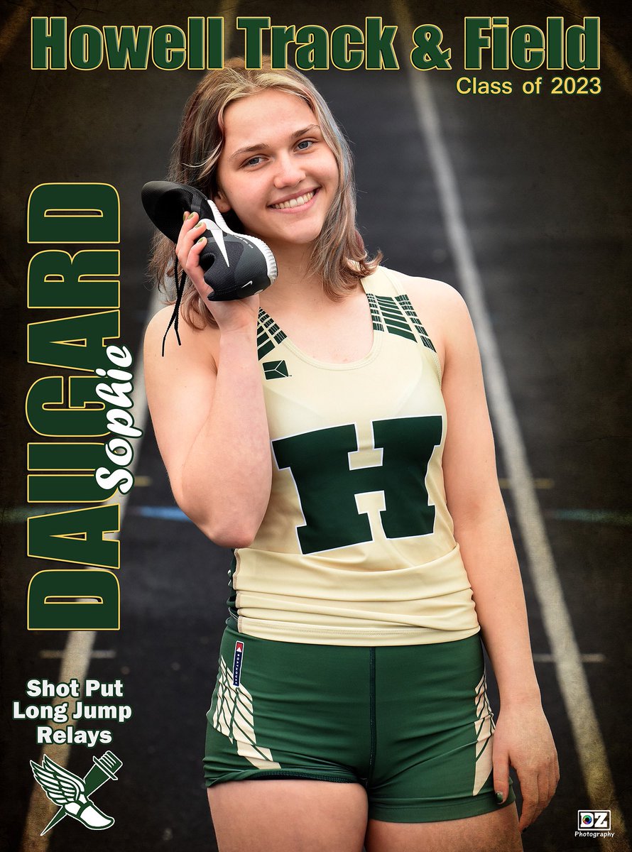 Meet Senior ⭐️Sophie Daugard⭐️
# years competing: 4
Events: LJ, SP, sprints/relays, hurdles
Also Basketball & golf
Future: attend Ball State, competing on track team, exploratory studies
Congrats Sophie & best wishes on your exciting future 💚💛 
@HowellAthletics 
@Sophie83493890