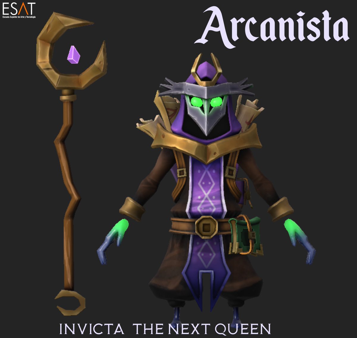 Following, we have the Arcanista 🧙🏻‍♀️ made by <a href="/Clau_arts/">Claudia Martí</a> 

Powered by <a href="/ESAT_Valencia/">ESAT</a> 🎮

#art #3dart #3dmodeling #3Danimation #UE5 #indiedev #gamedev