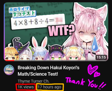 thyme_flies's tweet photo. THANK YOU so much for 1k views on my latest video! You guys were absolutely amazing! 💖 #Vtuber #hololive #Hololive #こんこよ24 #こより実験中 https://t.co/0LlszCqi5d