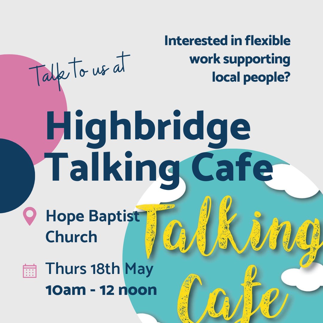 CCSMicroEnt's tweet photo. Drop in for a chat at the Talking Cafe at Hope Baptist Church on Wednesday 18th May between 10am and 12 noon to find out about work supporting people in your local community through Micro-Providing or other care work options. 

#MicroProviding #CareWork #ProudToCare #Somerset https://t.co/gfdxZC6nkr