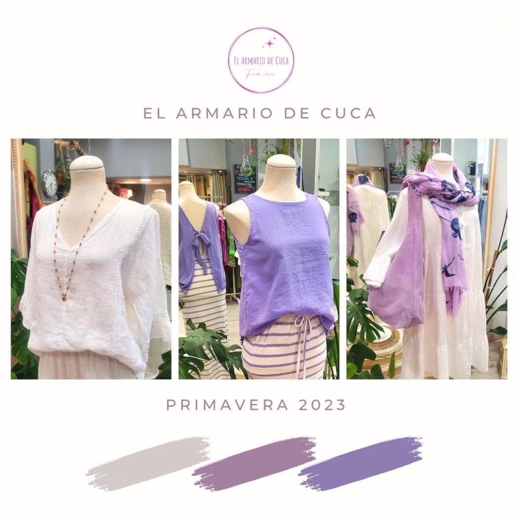 ElarmariodeCuca's tweet photo. Primavera 2023. Las prendas de lino y algodón son un básico indiscutible con la llegada del buen tiempo 💜🫶💜 https://t.co/K2obkjxgz8