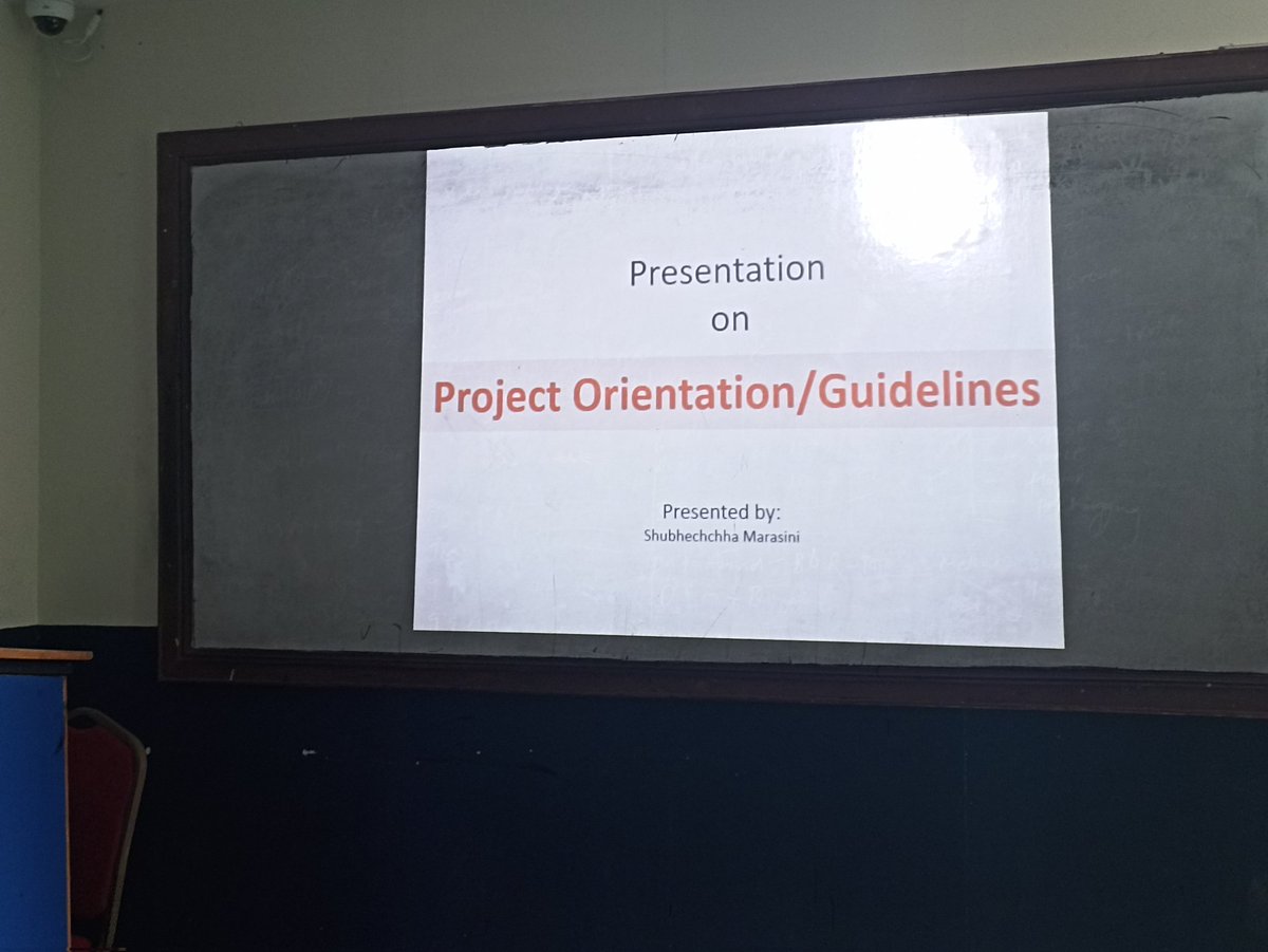 Suvey57's tweet photo. It was an amazing learning experience 😀
Presentation on project orientation/guidelines at citizen college, kumaripati Lalitpur 😊
#newlearningexperience #projectguidelines https://t.co/R77BVVWTFX