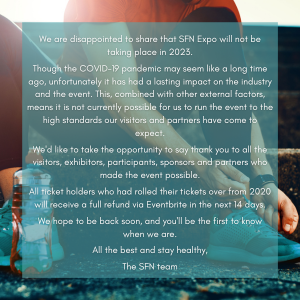 We are disappointed to share that SFN Expo will not be taking place in 2023.

Click on the image or head to our Facebook page for more info: bit.ly/3pKYis1