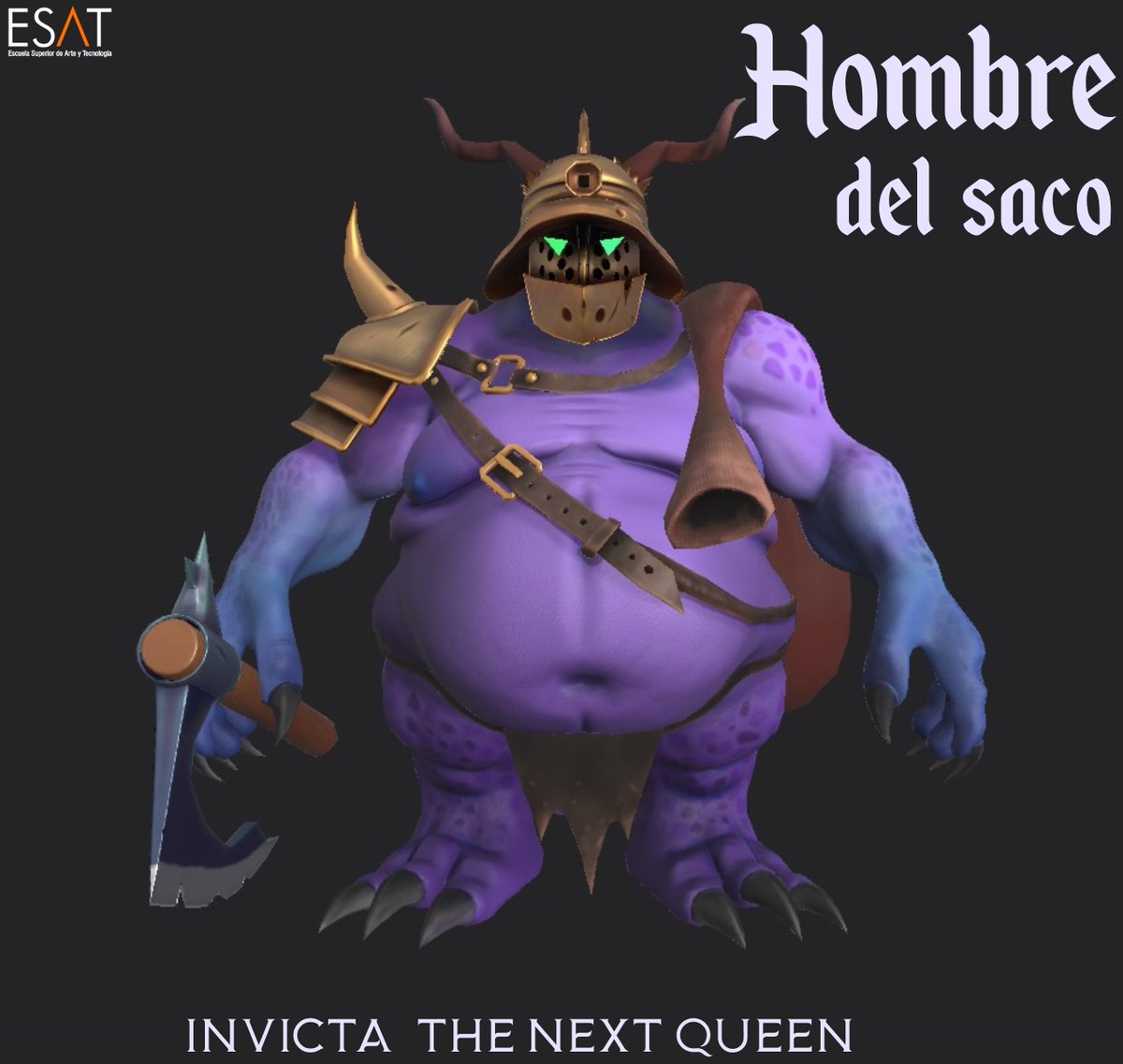 Today is the turn of the Hombre del Saco🪓of <a href="/art_diegosp/">Diego Segovia Pastor</a> 

Powered by <a href="/ESAT_Valencia/">ESAT</a> 🎮

#art #3dart #3dmodeling #3Danimation #UE5 #indiedev #gamedev