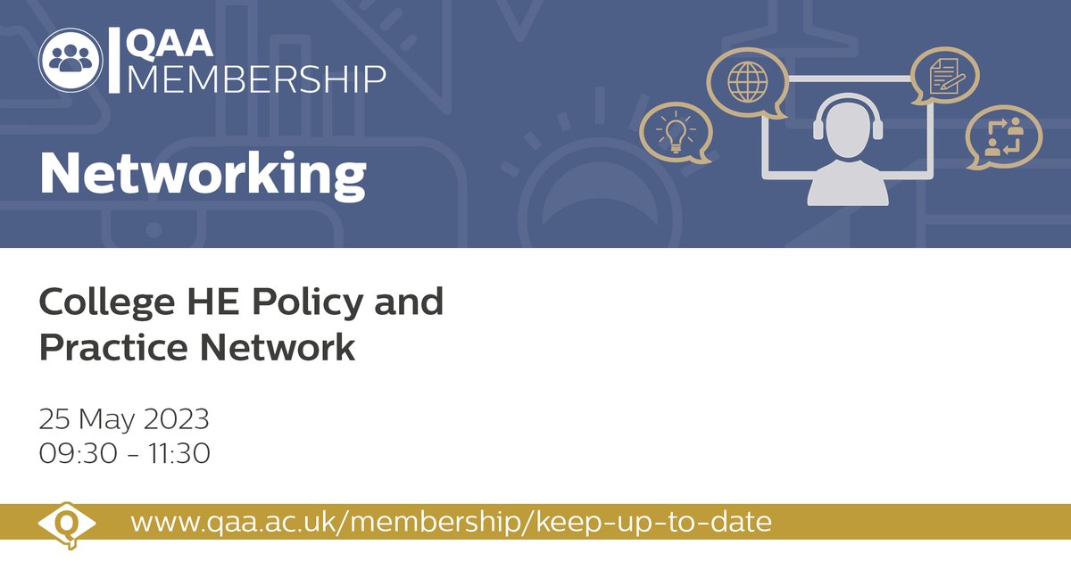 QAAtweets's tweet photo. Our College HE Policy and Practice Network brings together QAA College HE Members, providing a platform to keep up to date with HE policy developments, discuss quality-related issues and share practice.

Join us, @FeLeadership &amp; @TraffordCollege on 25 May: https://t.co/3Of6T5fHEV https://t.co/SFWQ3Q2WPQ