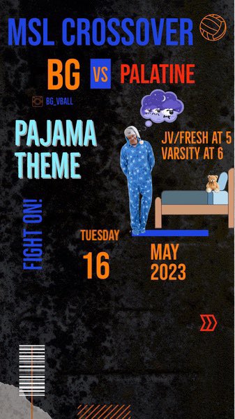 Wear your PJ’s and support the Bison as they take on Palatine in our last home match of the season!! #bgvb2023