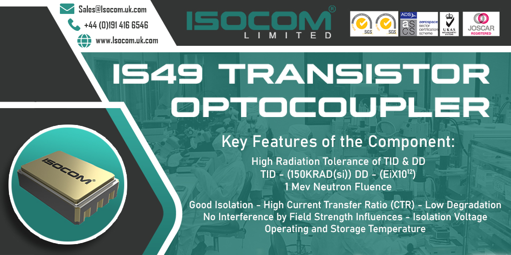 Check out our IS49 Transistor Optocoupler and its features!

IS49 is an #optocoupler which transfers electrical signals between two isolated circuits by using light and prevent high voltages from affecting the system receiving the signal.
isocom.uk.com/products/optoc…