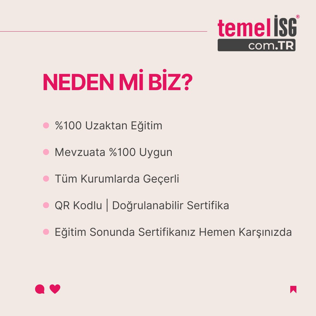 Temel iş sağlığı ve güvenliği belgenizi hızlı, güvenilir ve kolay bir şekilde almak için başka yere bakmayın! Tek yapmanız gereken temelisg.com.tr adresine göz atmak. #işsağlığı #güvenlik