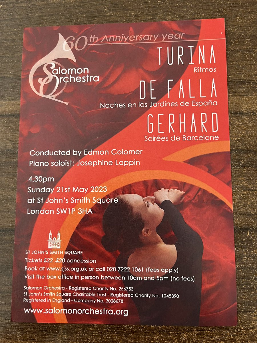 Looking for a Sunday outing why not hear #Spanishmusic at @StJohnsSmithSq performed by <a href="/SalomonOrch/">Salomon Orchestra</a> with Edmon Colomer conducting and on piano is Josephine Lappjn 🎶 Get your tickets here: 
sjss.org.uk/book?873631812

#music #spanish #Orchestra #classicalmusic