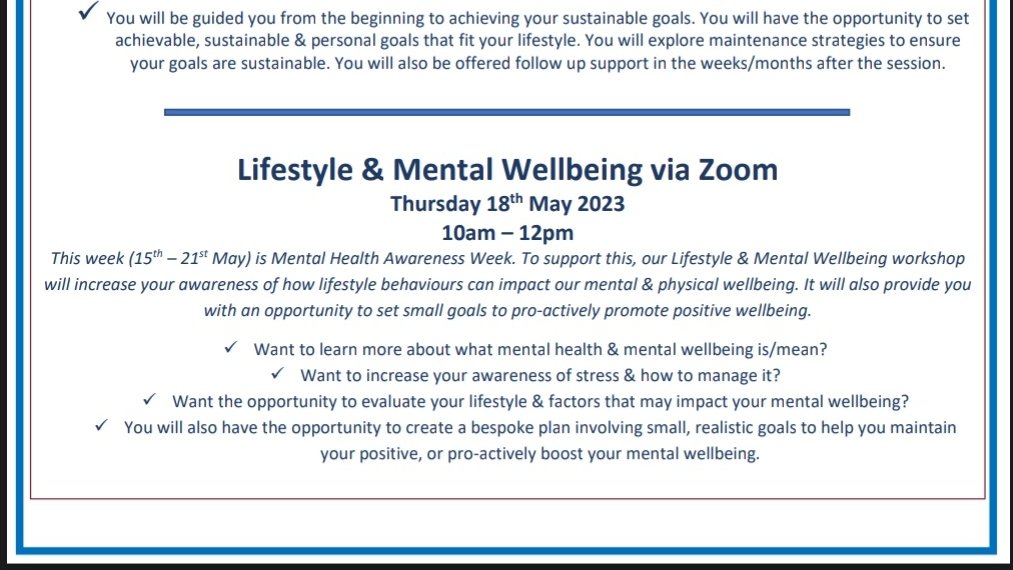 SHUWellness (@shuwellness) on Twitter photo To support #MentalHealthAwarenessWeek we are delivering our #LifestyleAndMentalWellbeing workshop to @HallamStaff this Thursday (18th May, 10am - 12pm)
We have a few spaces left which are FREE for staff <a href="/sheffhallamuni/">Sheffield Hallam University</a>
Email us before 8.45am on Thursday to secure your place To support #MentalHealthAwarenessWeek we are delivering our #LifestyleAndMentalWellbeing workshop to @HallamStaff this Thursday (18th May, 10am - 12pm)
We have a few spaces left which are FREE for staff <a href="/sheffhallamuni/">Sheffield Hallam University</a>
Email us before 8.45am on Thursday to secure your place