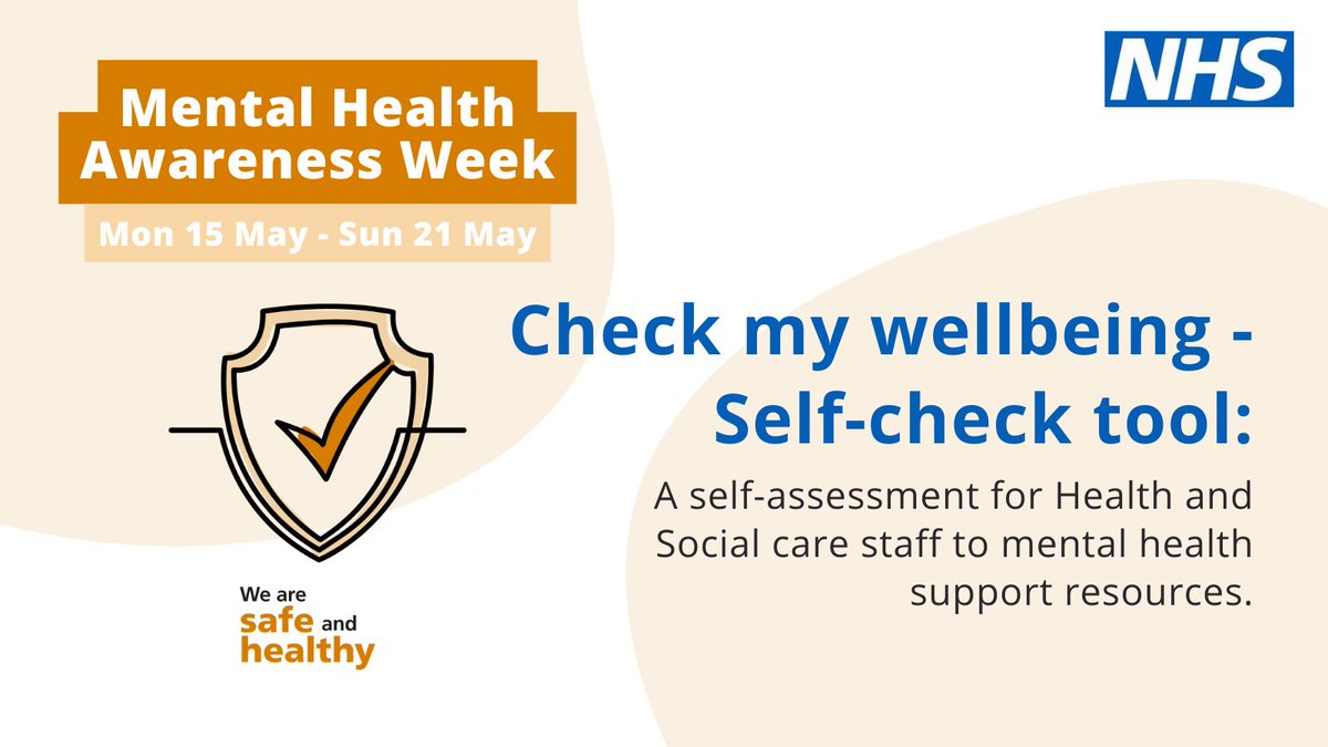 If you’re a colleague working in the NHS, use our emotional and mental wellbeing with self-assessment tool to find the most appropriate support for you to help you stay well. bit.ly/43hE47N #MentalHealthAwarenessWeek