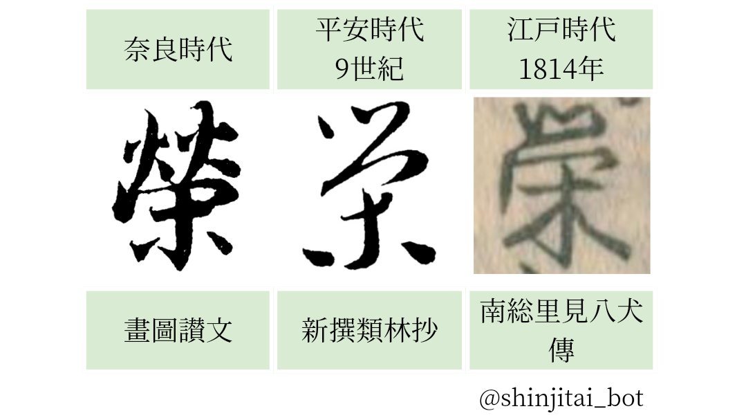 【栄】「榮」の新字体。草書に基づく。