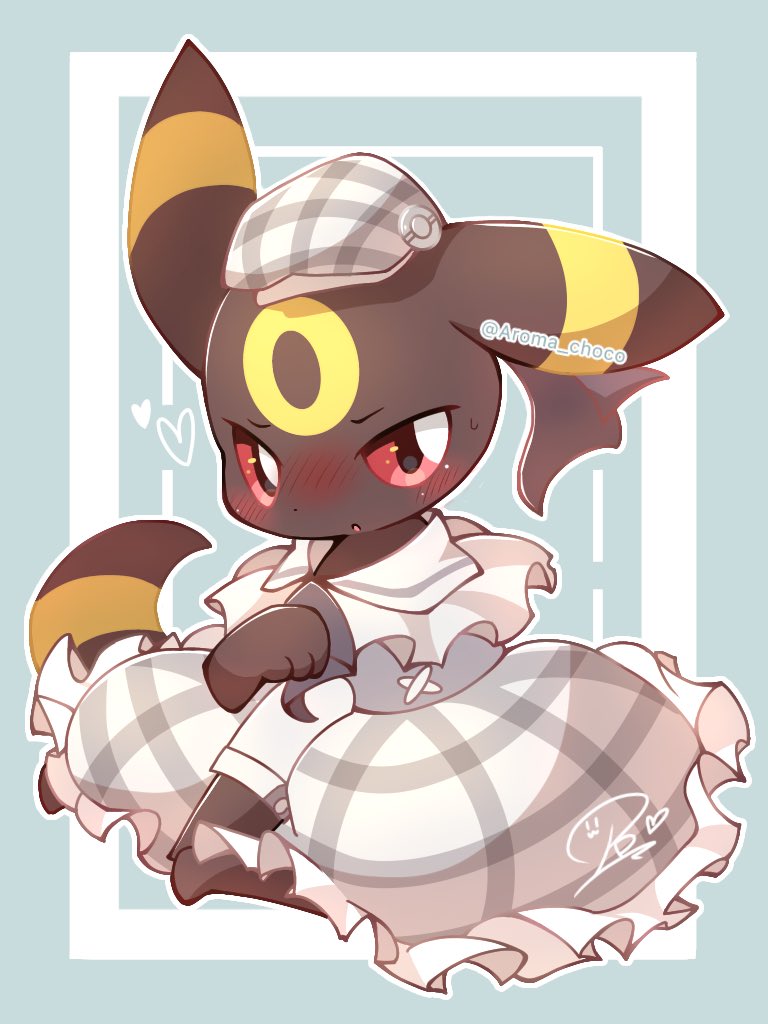 umbreon clothed pokemon blush pokemon (creature) solo hat no humans heart  illustration images