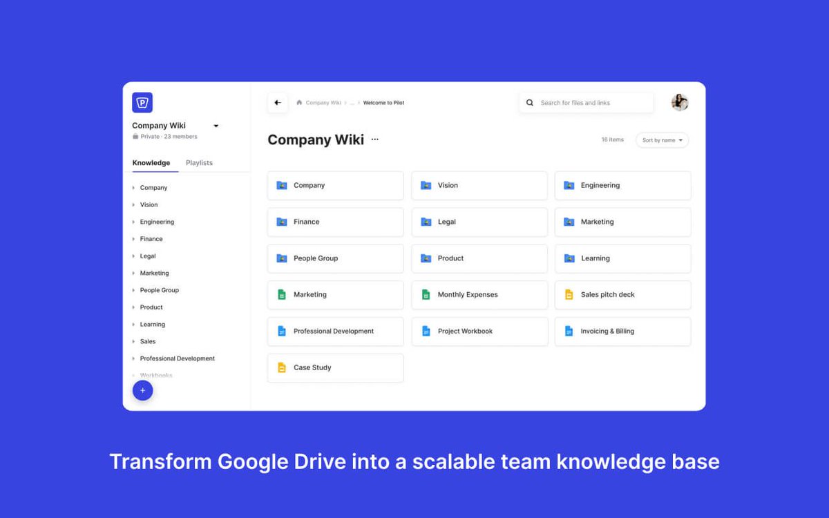 Pilot.io: Transform Google Drive into an AI powered team knowledge base

betalist.com/startups/pilot…