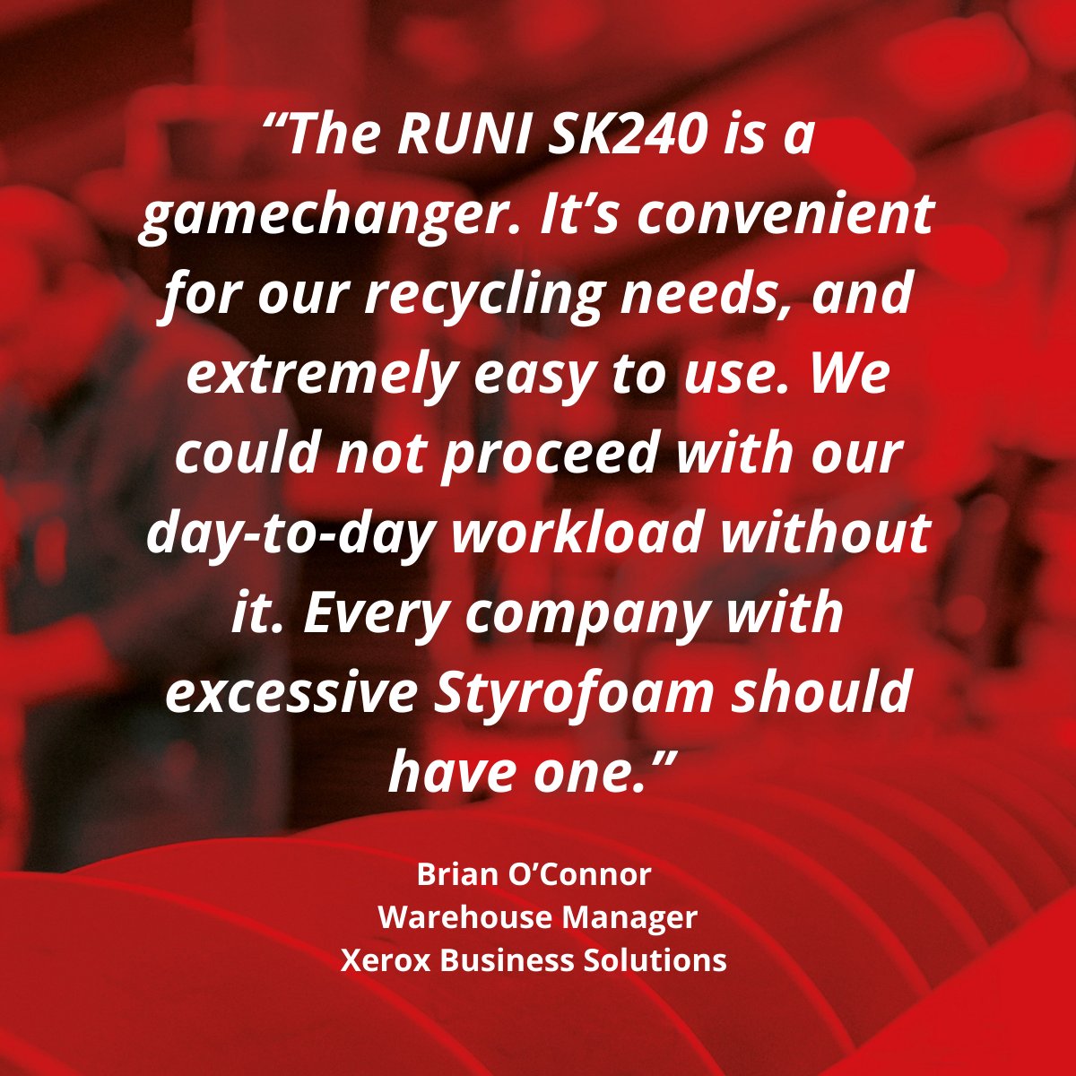 CompactorRUNI's tweet photo. Xerox are very happy with their RUNI for compacting #EPS waste into blocks. It saves them money on waste handling as well as storage space. The compacted EPS is then sold for recycling. It's a win-win for Xerox and the environment🌎! #turnwastetovalue #recycling #recyclingmatters https://t.co/Bbhk3Ycv9K