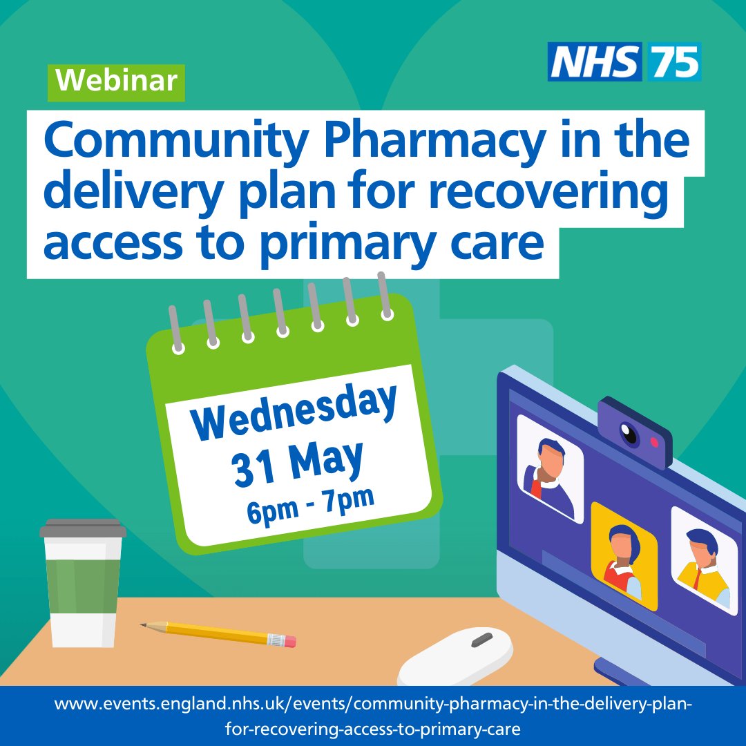 .<a href="/davidwebb_1/">David Webb</a>, Chief Pharmaceutical Officer &amp; Ali Sparke, Director for Pharmacy, Optometry &amp; Dental, will outline new developments in how #CommunityPharmacy will play a greater role in providing clinical services to patients.

events.england.nhs.uk/events/communi…

Register before 11am 30 May.