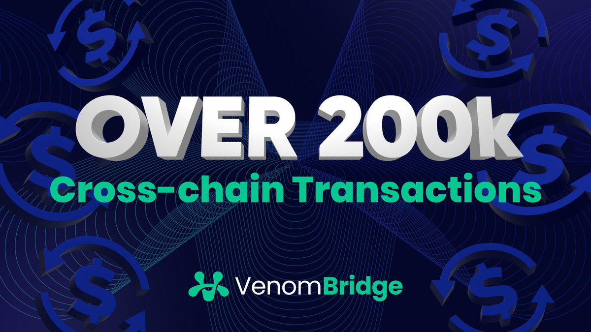 💨This week we witnessed the POWER of the #venomnetwork community!

💥OVER 200K test cross-chain transactions were successfully performed on #VenomBridge💥

P.S. We are always glad to from you!
➡️discord.com/invite/venombr…

#milestone #interoperability #venomtestnet