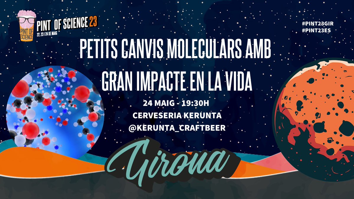 Girona7ciencia's tweet image. Programació festival @pintofscienceES  !!!
24 de Maig, 19:30h al #Kerunta
"Petits canvis moleculars amb gran impacte en la vida"
Per @Marcel_Swart  i @silviaosu  de @univgirona 
#PINT23GIR #PINT23ES
Patrocina: @IcraWater   @idibgi  @c4dudg @EUERAM  @btmsound