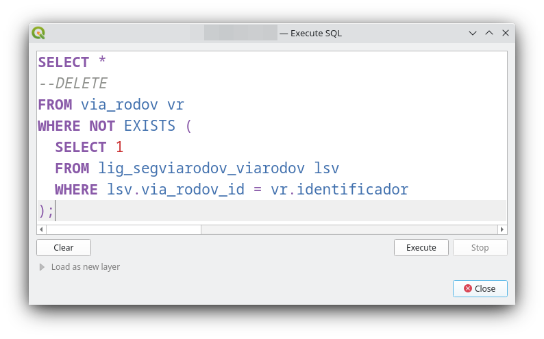 AlexNetoGeo's tweet photo. Dica rápida #Recart. Query para eliminar as vias rodoviária importadas na base de dados, mas que não foram usadas.

Conselho: experimentar primeiro com o SELECT.

#Recart #CartTop2 #QGIS #PostgrSQL #PostGIS https://t.co/jQL36PeHpK