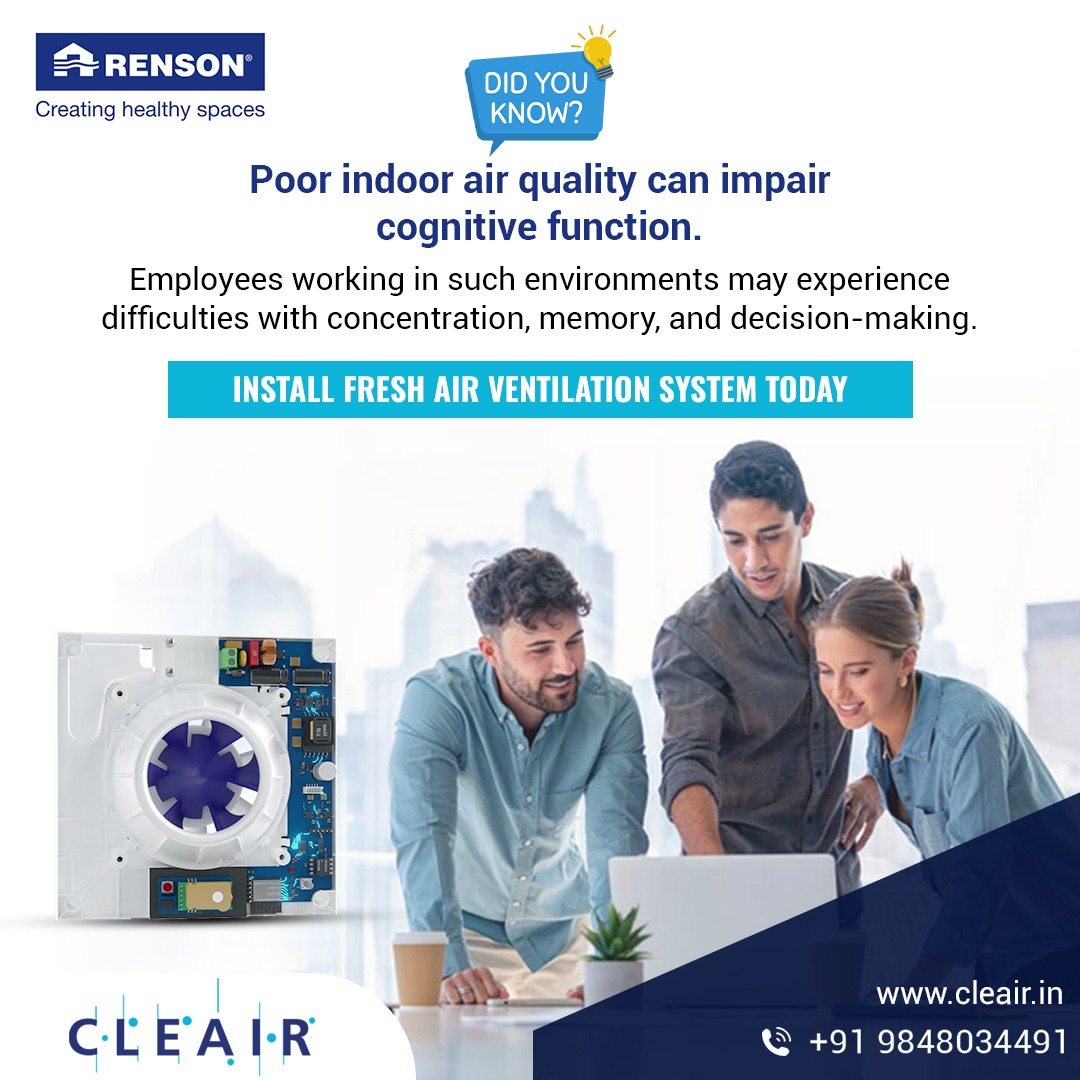 cleairvm's tweet photo. Unlock your team's full potential with improved indoor air quality.
Boost productivity and enhance cognitive function by installing a fresh air ventilation system today!
#cleair #didyouknow #renson #freshairsystem #freshair #freshventilation #airventilationsystem https://t.co/xtxAXYFdFf