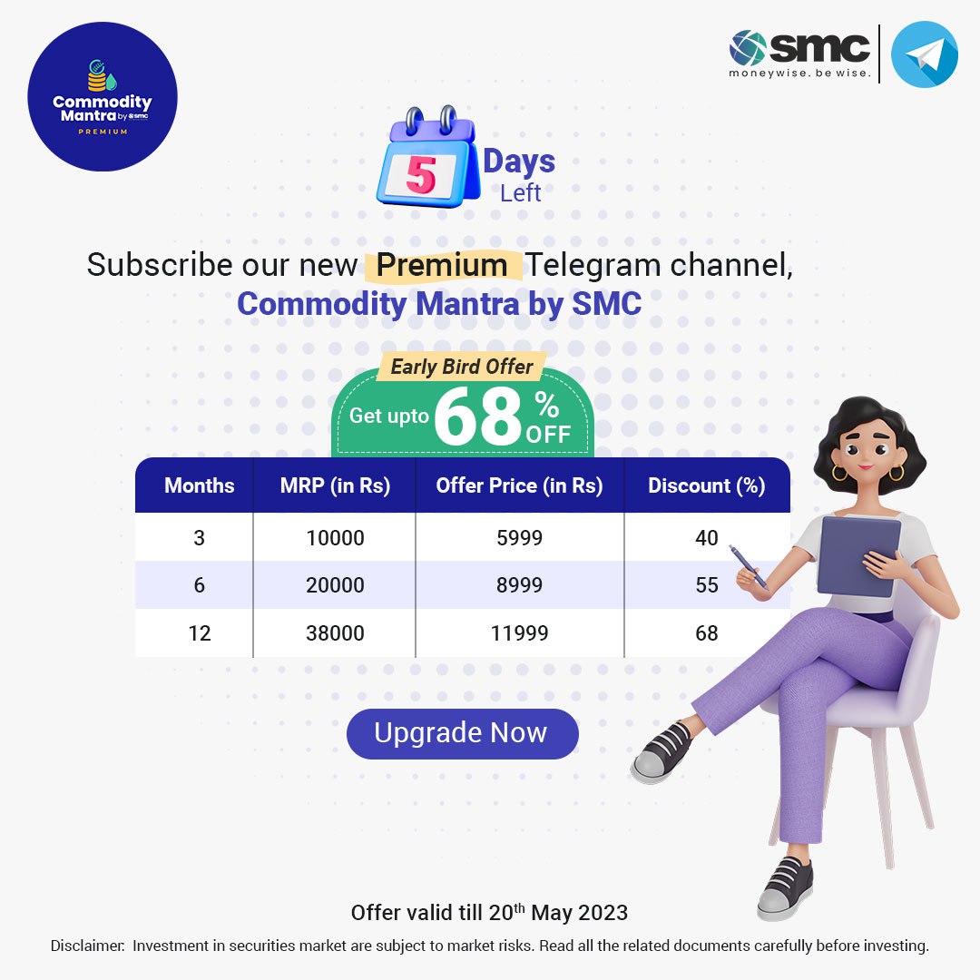 #EarlyBirdOffer Join Premium Telegram Channel Commodity Mantra by SMC
Subscribe Now and get upto 68% off (early bird offer):* tinyurl.com/tgcmdsk