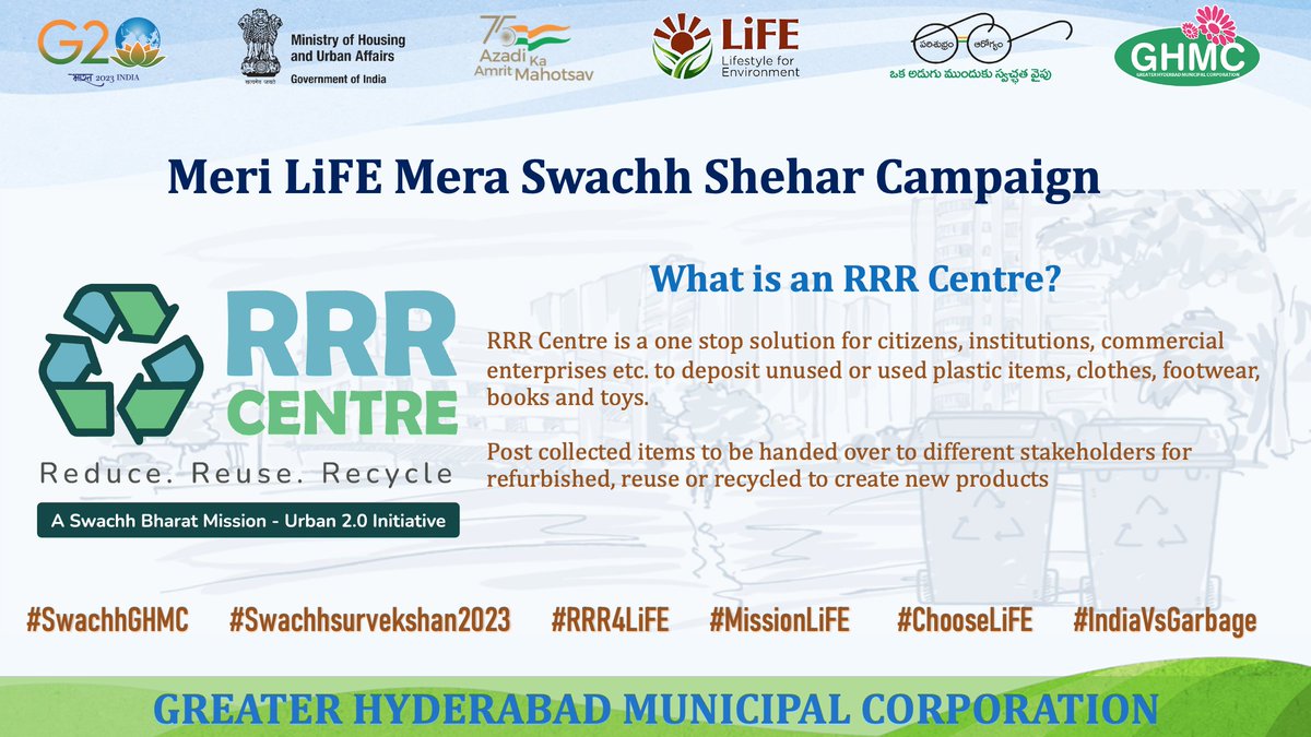 Swachh_GHMC's tweet photo. "Lights, Camera, Action! 🎥 You've heard of the #RRRMovie, but have you discovered the power of #RRR_Centres yet? #ReduceRecycleReuse♻️ Join the mission #RRR4LiFE to protect our planet. Let’s take an action today!! #ChooseLiFE #IndiaVsGarbage
@SwachhBharatGov
@RoopaMishra77 https://t.co/OEVaWozHBn