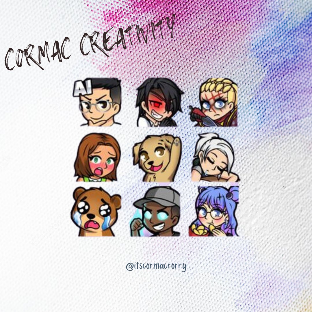 itscormacrorry's tweet image. 🎮 Looking to level up your Twitch stream? 🖥️ Enhance your channel with custom emotes and graphics from the pros! 🎨Elevate your stream&apos;s visuals and engage your viewers like never before! #TwitchEmotes #GraphicsForStreamers #StreamEnhancements #CustomDesigns #EngageYourViewers