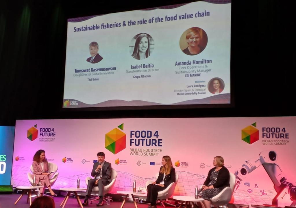 adearino's tweet photo. Sustainable fisheries &amp; the role of the food value chain, in #F4F2023.  The biggest challenge is to achieve that everyone in the food chain follows the same rules. https://t.co/A8PSISsM7t